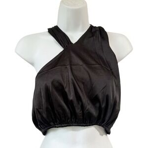 DANIELLE BERNSTEIN - HIGH NECK STRETCH CHARMEUSE HALTER TOP Women XL